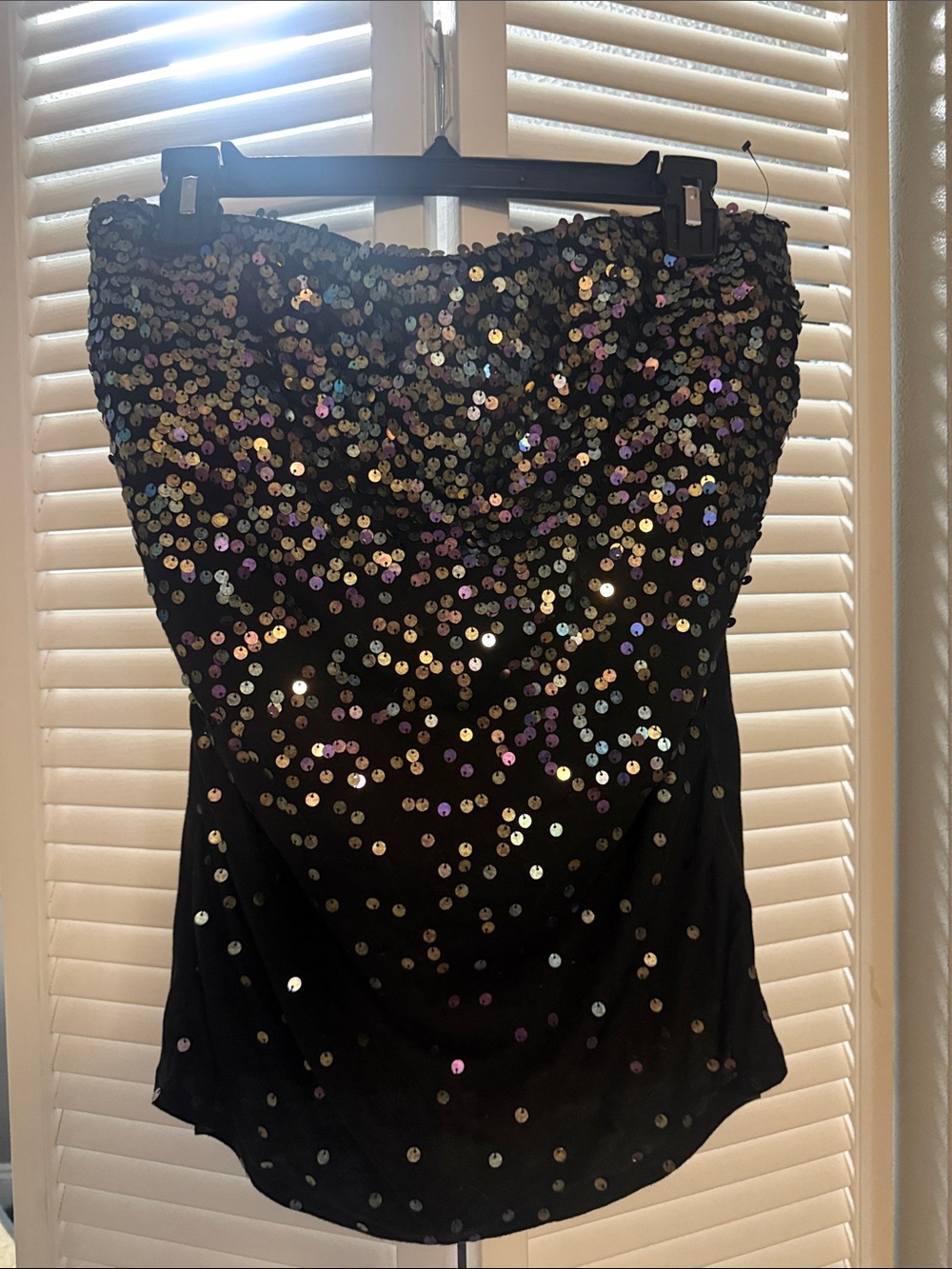 Express Black Strapless Sequin Camisole